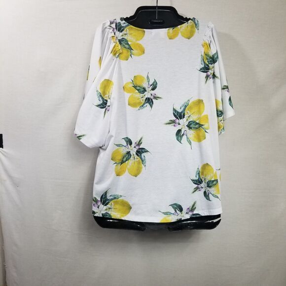 Astrologie Botanical Lemon Print Top Flutter Short Sleeve Women's Size Large - Picture 10 of 14